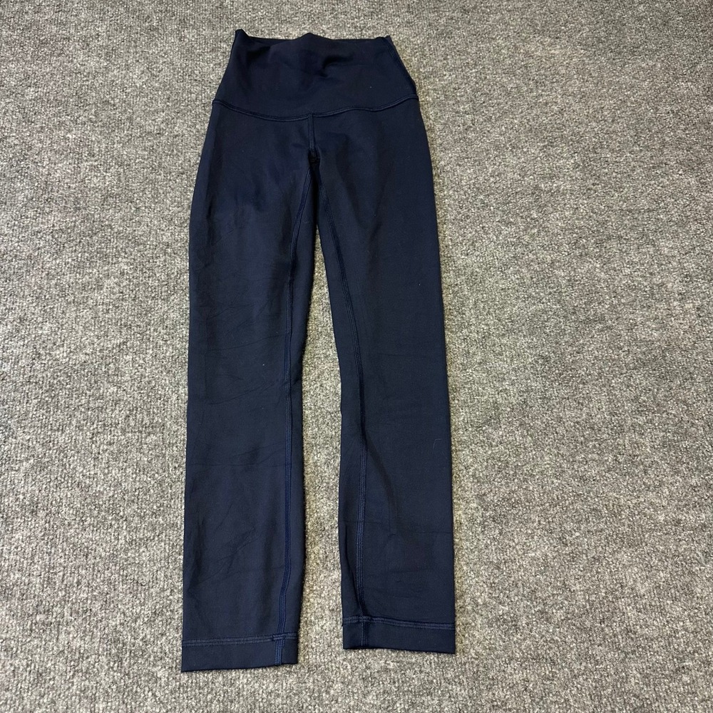 Lululemon Leggings Womens Size 0 Navy Blue High Rise Cropped Athletic Yoga Pants